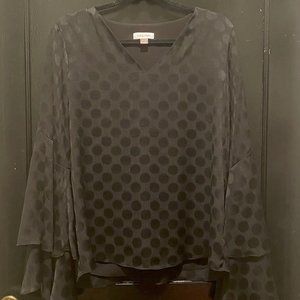 Black Satin Calvin Klein Shirt with Tonal Dots